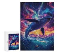 Puzzles pour Adolescents Whale Leaping Into Space Puzzles pour Adultes Jeux Relaxants Qui Améliorent La Mémoire Cadeaux Uniques pour Un Anniversaire Et Noël 300 PCS