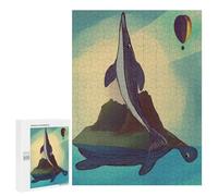 Puzzles pour Adolescents Whale, Turtle, and Island Puzzles pour Adultes, Jouets Anti-Stress, Difficile, Cadeau d'anniversaire, Cadeaux, 500 PCS