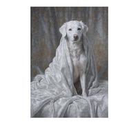 Puzzles pour Adolescents White Dog in Satin Draped Jeux De Puzzle en Famille Découpe De Précision Cadeaux Uniques pour Anniversaire Et Noël