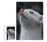 Puzzles pour Adolescents White Ferret Looking Up in Rain Puzzles pour Adultes, Jeu Manuel, Course De Vitesse, Activités Amusantes À La Maison, 300 PCS