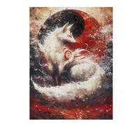 Puzzles pour Adolescents White Kitsune Fox Yin Yang Puzzles pour Adultes : des Jouets À Monter Soi-même, Amusants Et Originaux, Parfaits pour Un Anniversaire Ou Noël