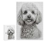 Puzzles pour Adolescents White Poodle Drawing Puzzle pour Adultes, Décoration Murale, Œuvre d'art, Cadeau d'anniversaire, Cadeaux, 300 PCS