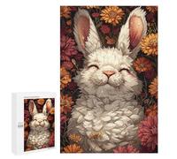 Puzzles pour Adolescents White Rabbit in Flowers Puzzles pour Adultes - Jeu Manuel - Niveau De Difficulté Élevé - Idée Cadeau Originale pour Un Anniversaire 1000 PCS