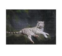 Puzzles pour Adolescents White Tiger Resting on Rock Puzzle pour Adultes - Jeu Manuel - Découpe De Précision - Idéal pour Un Anniversaire Ou Noël 1000pcs(38x26cm)