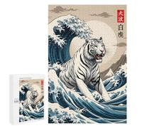 Puzzles pour Adolescents White Tiger Wave Puzzles pour Adultes Jeux Relaxants Qui Améliorent La Mémoire Cadeaux Uniques pour Un Anniversaire Et Noël 1000 PCS