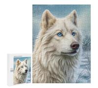 Puzzles pour Adolescents White Wolf with Blue Eyes Puzzles pour Adultes Jeux Manuels Cadeaux pour Femmes Stimule Le Cerveau 500 PCS