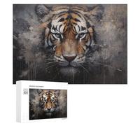Puzzles pour Adolescents Wild Tiger Portrait Artwork -2 Puzzles pour Adultes Jeux De Détente Cadeaux pour Femmes Idéal comme Cadeau pour Toute La Famille 300 PCS