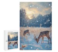 Puzzles pour Adolescents Winter Deer in Snowy Forest Christmas Puzzles pour Adolescents - Décoration Murale - Cadeau Unique pour Anniversaire Et Noël