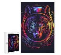 Puzzles pour Adolescents Wolf Astronaut Helmet Art Print Casse-tête pour Adolescents : Analyse Et Logique, Difficile Et Stimulant, Idéal comme Cadeau 1000 PCS