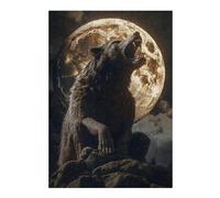 Puzzles pour Adolescents Wolf Howling at Full Moon-5 Puzzle pour Adultes, Jeu Manuel, Course De Vitesse, Cadeau d'anniversaire, Cadeaux, 1000pcs(38x26cm)
