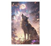 Puzzles pour Adolescents Wolf Howling at The Moon Puzzles Anti-Stress, Jouets pour Se Détendre À La Maison, Cadeaux d'anniversaire Et Cadeaux Uniques 75x50cm/1000pcs