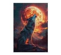 Puzzles pour Adolescents Wolf Howling at The Moon Puzzles pour Adultes, Jouets À Monter Soi-même, Décoration Parfaite, Interaction Parent-Enfant 38x26cm/1000pcs