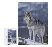 Puzzles pour Adolescents Wolf in Snowy Landscape Puzzles pour Adultes - Jeu Manuel - Niveau De Difficulté Élevé - Idée Cadeau Originale pour Un Anniversaire 300 PCS
