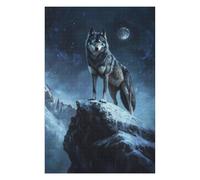 Puzzles pour Adolescents Wolf Under Moonlight Puzzles pour Adultes, Jeu Familial, Course De Vitesse Manuelle, Cadeaux d'anniversaire Uniques 75x50cm/1000pcs