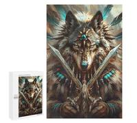 Puzzles pour Adolescents Wolf Warrior Art Print Puzzle Anti-Stress pour Adolescents Chaque Pièce Est Unique - Idéal comme Cadeau pour Toute La Famille 1000 PCS