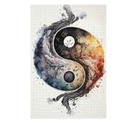 Puzzles pour Adolescents Yin and Yang Watercolor Puzzles pour Adultes Jeux Amusants pour S'amuser en Famille Interaction Parent-Enfant 75x50cm/1000pcs