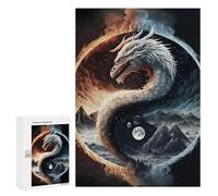 Puzzles pour Adolescents Yin Yang Dragon Art Print Puzzle Anti-Stress pour Adolescents Chaque Pièce Est Unique - Idéal comme Cadeau pour Toute La Famille 300 PCS