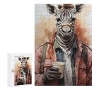 Puzzles pour Adolescents Zebra with Coffee Art Print Puzzle Anti-Stress pour Adolescents Chaque Pièce Est Unique - Idéal comme Cadeau pour Toute La Famille 300 PCS