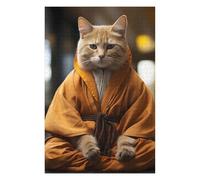 Puzzles pour Adolescents Zen Cat Monk Jeux De Puzzle en Famille Découpe De Précision Cadeaux Uniques pour Anniversaire Et Noël
