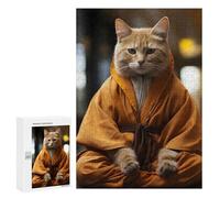 Puzzles pour Adolescents Zen Cat Monk Puzzles pour Adultes Jeu Manuel Cadeau d'anniversaire Cadeau d'anniversaire, Cadeaux, 300 PCS