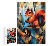 Puzzles pour Adolescents1000 PCS Contemporary Cubist Take on Dürers Squirrel Study - Modern Wildlife Wall Art Puzzles pour Adultes Jeux Relaxants Décoration Murale Cadeaux d'anniversaire Uniques 1000