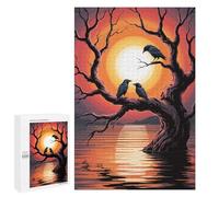 Puzzles pour Adolescents1000 PCS Crows on A Tree at Sunset Puzzles pour Adultes Jeux Relaxants Décoration Murale Cadeaux d'anniversaire Uniques 1000 PCS