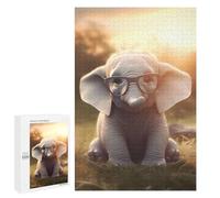 Puzzles pour Adolescents1000 PCS Cute Elephant Read Glasses Puzzles pour Adultes Jeux Relaxants Décoration Murale Cadeaux d'anniversaire Uniques 1000 PCS