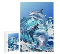 Puzzles pour Adolescents1000 PCS Dolphins in The Surf Puzzles pour Adultes Jeux Relaxants Décoration Murale Cadeaux d'anniversaire Uniques 1000 PCS