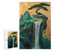 Puzzles pour Adolescents1000 PCS Emerald Golden Waterfall Bonsai Japanese Puzzles pour Adultes Jeu Manuel Améliore La Mémoire Cadeaux d'anniversaire Uniques 1000 PCS