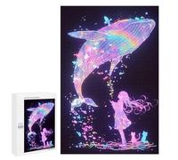Puzzles pour Adolescents1000 PCS Girl and Whale Dream Puzzles pour Adultes Jeu Manuel Améliore La Mémoire Cadeaux d'anniversaire Uniques 1000 PCS