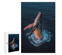 Puzzles pour Adolescents1000 PCS Glowing Whale Breaching Dark Ocean Puzzles pour Adultes Jeu Manuel Améliore La Mémoire Cadeaux d'anniversaire Uniques 1000 PCS