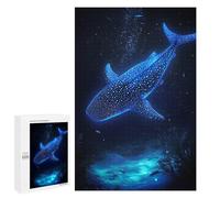 Puzzles pour Adolescents1000 PCS Glowing Whale Shark in Deep Blue Sea Puzzles pour Adultes Jeux Relaxants Décoration Murale Cadeaux d'anniversaire Uniques 1000 PCS