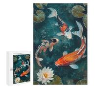 Puzzles pour Adolescents1000 PCS Koi Fish Pond Painting Puzzles pour Adultes Jeu Manuel Améliore La Mémoire Cadeaux d'anniversaire Uniques 1000 PCS