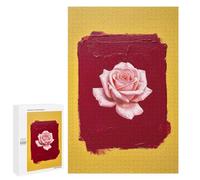 Puzzles pour Adolescents1000 PCS Pink Rose on Red and Yellow Puzzles pour Adultes Jeu Manuel Améliore La Mémoire Cadeaux d'anniversaire Uniques 1000 PCS