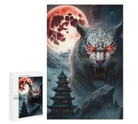 Puzzles pour Adolescents1000 PCS Red Moon and Mythical Tiger Puzzles pour Adultes, Jeux Amusants Et Anti-Stress, À Offrir en Cadeau À Toute La Famille 1000 PCS