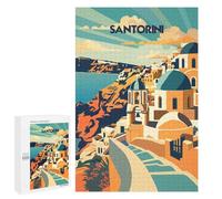 Puzzles pour Adolescents1000 PCS Santorini Sunlit Domes Puzzles pour Adultes Jeu Manuel Améliore La Mémoire Cadeaux d'anniversaire Uniques 1000 PCS
