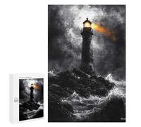 Puzzles pour Adolescents1000 PCS Stormy Lighthouse in Dramatic Monochrome Style Puzzles pour Adultes Jeu Manuel Améliore La Mémoire Cadeaux d'anniversaire Uniques 1000 PCS
