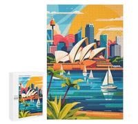 Puzzles pour Adolescents1000 PCS Sydney Skyline Illustration Puzzles pour Adultes Jeu Manuel Améliore La Mémoire Cadeaux d'anniversaire Uniques 1000 PCS