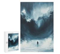 Puzzles pour Adolescents1000 PCS Thalassophobia Man Facing Giant Wave Painting Puzzles pour Adultes Jeux Relaxants Décoration Murale Cadeaux d'anniversaire Uniques 1000 PCS