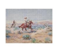 Puzzles pour Adolescents1000pcs(52x38cm) Cowboys Hunting Wolf Puzzles pour Adultes Jeu Familial Découpe De Précision Stimule Le Cerveau 1000pcs(52x38cm)