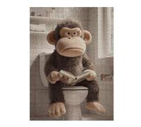 Puzzles pour Adolescents1000pcs(52x38cm) Grumpy Monkey Reading on The Toilet Puzzles pour Adultes Jeu Familial Cadeaux pour Femmes Aide À Stimuler Le Cerveau 1000pcs(52x38cm)