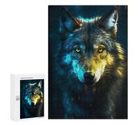 Puzzles pour Adolescents300 PCS Black Wolf in Neon Light Puzzles pour Adultes Jeu Manuel Améliore La Mémoire Cadeaux d'anniversaire Uniques 300 PCS