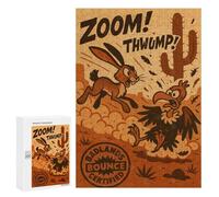 Puzzles pour Adolescents300 PCS Cartoon Desert Chase Rabbit and Vulture Puzzles pour Adultes Jeux Relaxants Décoration Murale Cadeaux d'anniversaire Uniques 300 PCS