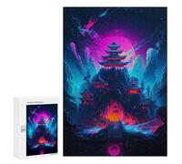 Puzzles pour Adolescents300 PCS Cherry Blossom Japan Neon Puzzles pour Adultes Jeux Relaxants Décoration Murale Cadeaux d'anniversaire Uniques 300 PCS