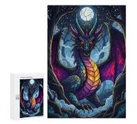 Puzzles pour Adolescents300 PCS Colorful Dragon in Forest at Night Puzzles pour Adultes Jeu Manuel Améliore La Mémoire Cadeaux d'anniversaire Uniques 300 PCS