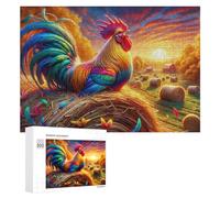 Puzzles pour Adolescents300 PCS Colorful Rooster Farm Scene Puzzles pour Adultes, Jeux Amusants Et Anti-Stress, À Offrir en Cadeau À Toute La Famille 300 PCS