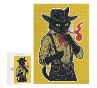 Puzzles pour Adolescents300 PCS Cowboy Cat - Vintage Cat Cowboy Puzzles pour Adultes Jeux Relaxants Décoration Murale Cadeaux d'anniversaire Uniques 300 PCS