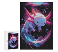 Puzzles pour Adolescents300 PCS Cute Axolotl in Neon Lights - Gfp Axolotl Puzzles pour Adultes Jeu Manuel Améliore La Mémoire Cadeaux d'anniversaire Uniques 300 PCS