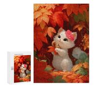 Puzzles pour Adolescents300 PCS Cute White Kitten with Squirrel Friend Puzzles pour Adultes Jeux Relaxants Décoration Murale Cadeaux d'anniversaire Uniques 300 PCS