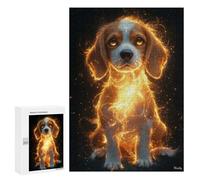 Puzzles pour Adolescents300 PCS Golden Glow Beagle Puppy - Mystical Dog Art - Enchanted Canine Portrait Puzzles pour Adultes Jeux Relaxants Décoration Murale Cadeaux d'anniversaire Uniques 300 PCS